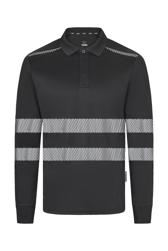 Koszulka polo z długim rękawem z odblaskami 355502 - ANTHRACITE GREY 90