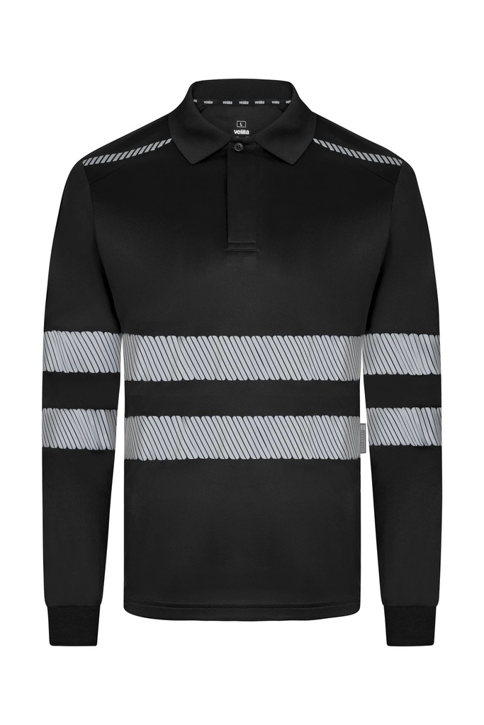 Koszulka polo z długim rękawem z odblaskami 355502 - BLACK 00