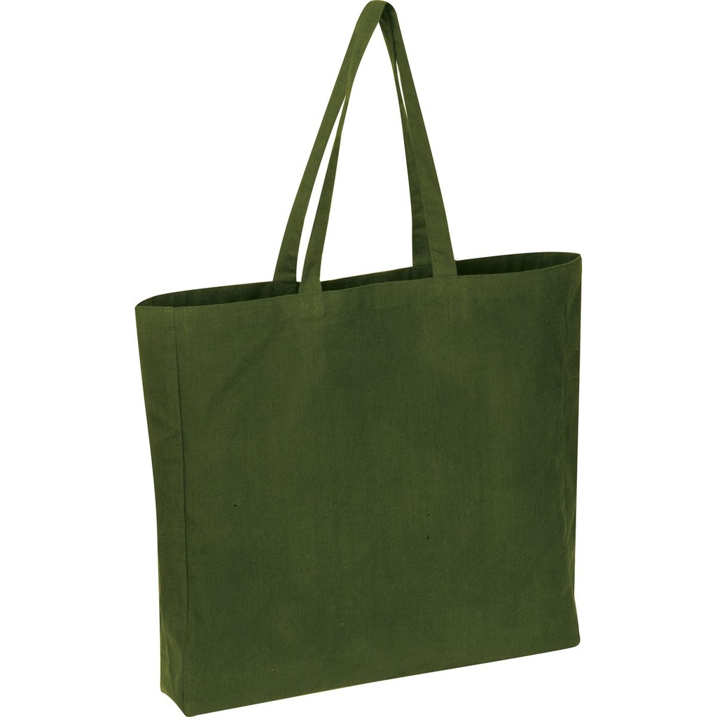 Torba shopper z bawełny z recyklingu i poliestru NINA 65749 - Khaki