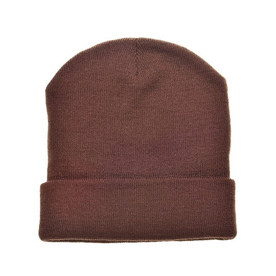 Czapka Dzianinowa Akrylowa z Wywinieciem C700 - Brown