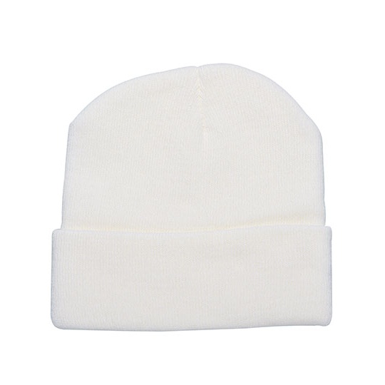 Czapka Dzianinowa Akrylowa z Wywinięciem C700 - Creme