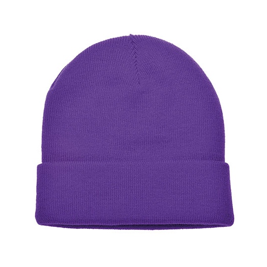 Czapka Dzianinowa Akrylowa z Wywinięciem C700 - Purple