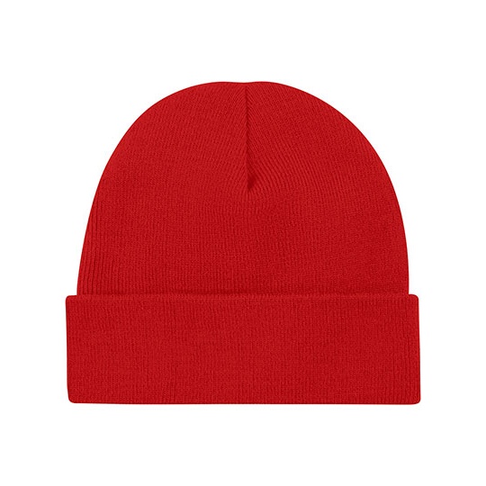 Czapka Dzianinowa Akrylowa z Wywinieciem C700 - Red