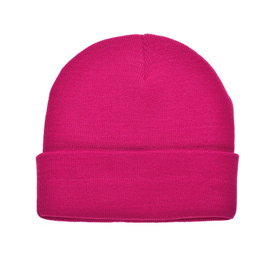 Czapka Dzianinowa Akrylowa z Wywinięciem C700 - Rosa