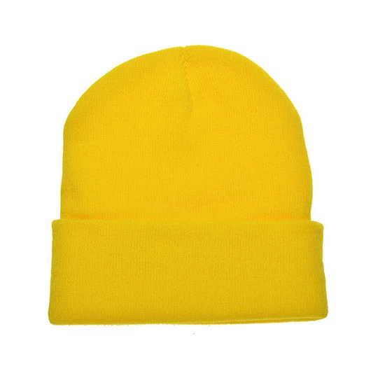 Dzianinowa czapka z wywinięciem C700 - Yellow