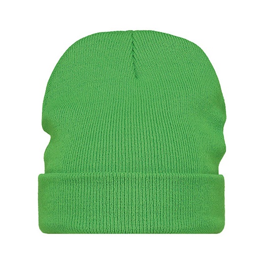 Dzianinowa czapka z wywinięciem C700 - Lime Green