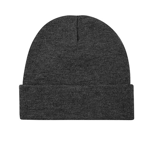 Czapka Dzianinowa Akrylowa z Wywinieciem C700 - Grey Melange