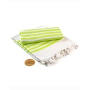 Ręcznik Hamam Bawełniany Tradycyjny AR053 - White & Lime Green
