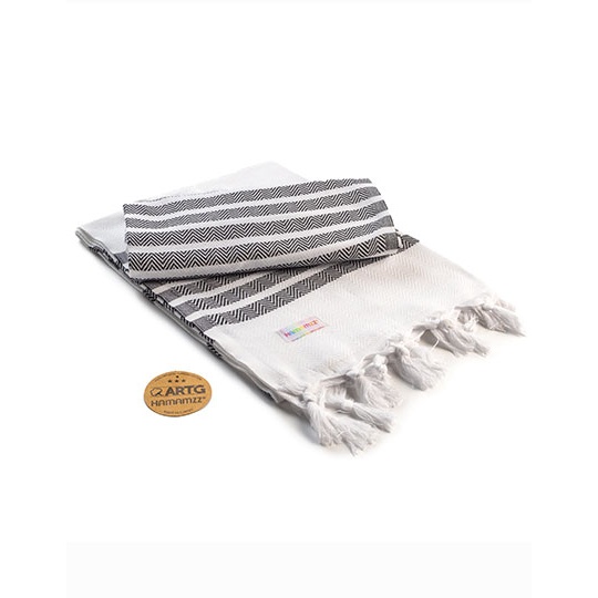 Ręcznik Hamam Bawełniany Tradycyjny AR053 - White & Black