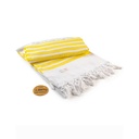 Recznik Hamam Bawelniany Tradycyjny AR053 - White & Bright Yellow