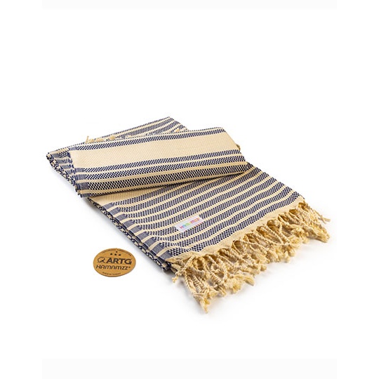 Recznik Bawelniany Tradycyjny AR055 - Navy Blue & Ivory