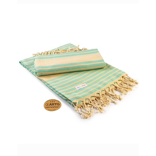 Ręcznik Bawełniany Tradycyjny AR055 - Mint Green & Ivory