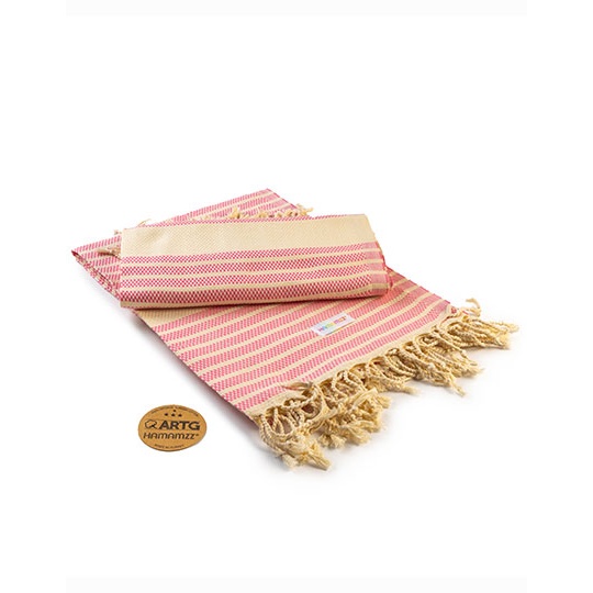 Recznik Bawelniany Tradycyjny AR055 - Pink & Ivory