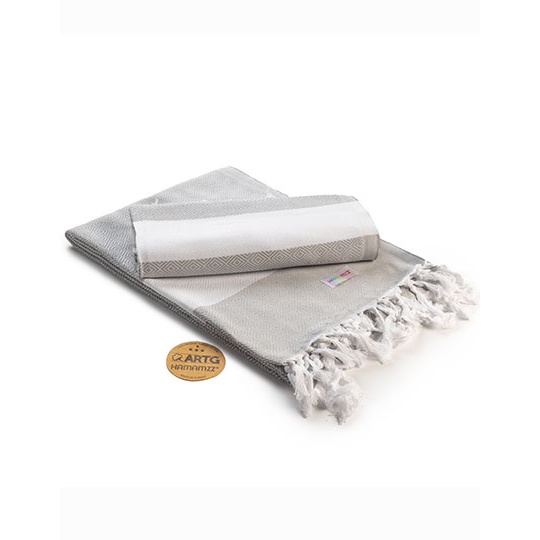 Ręcznik Hammam Bawełniany AR056 - Light Grey & White