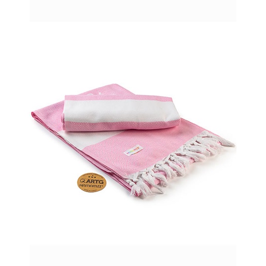 Ręcznik Hammam Bawełniany AR056 - Light Pink & White