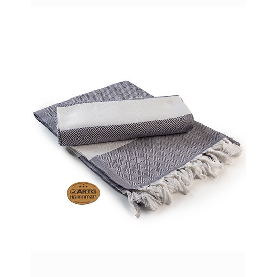 Ręcznik Hammam Bawełniany AR056 - Graphite & White