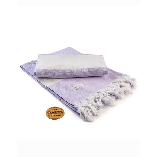 Recznik Hammam Bawelniany AR056 - Light Purple & White