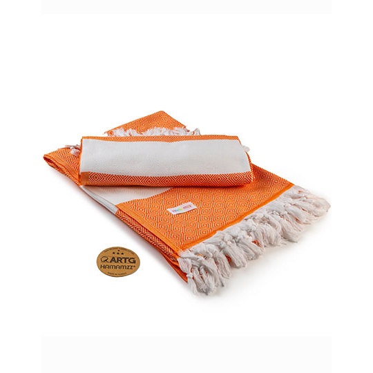 Recznik Hammam Bawelniany AR056 - Light Orange & White