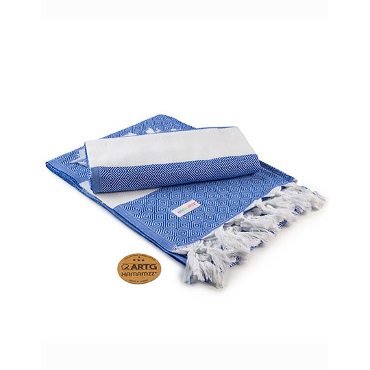 Recznik Hammam Bawelniany AR056 - Royal Blue & White