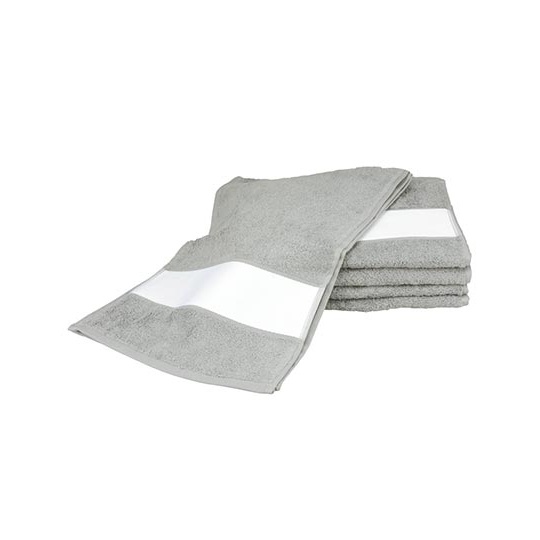 Recznik Sportowy Bawelniany z Bordiura Sublimacyjna AR083 - Light Grey