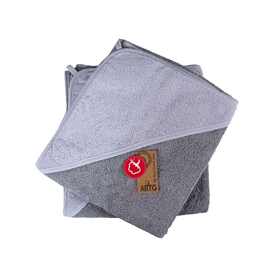 Recznik Dzieciecy z Kapturem Bawelniany Miekki AR31B - Anthracite Grey & Light Grey