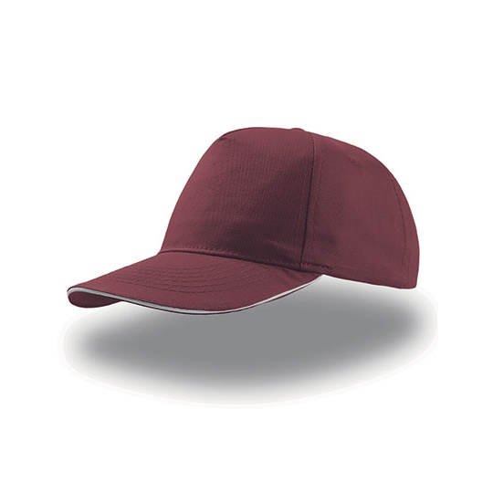 Czapka 5-panelowa Bawelniana AT500 - Burgundy & White