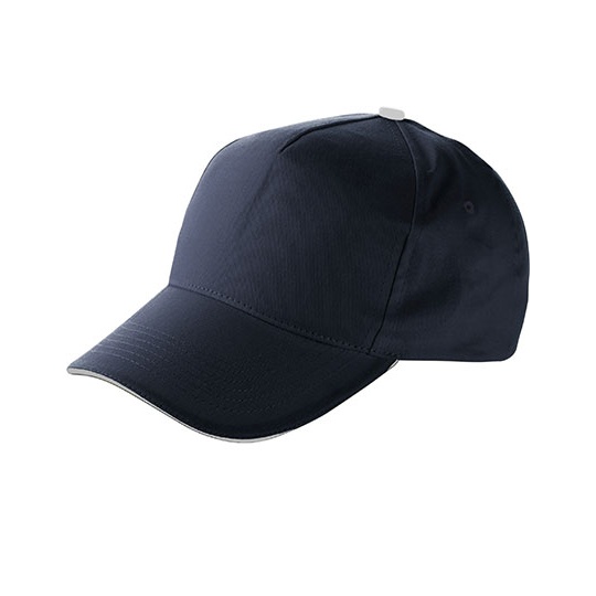 Czapka 5-panelowa Bawelniana C9114 - Dark Blue & White
