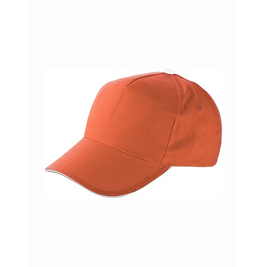 Czapka 5-panelowa Bawelniana C9114 - Orange & White