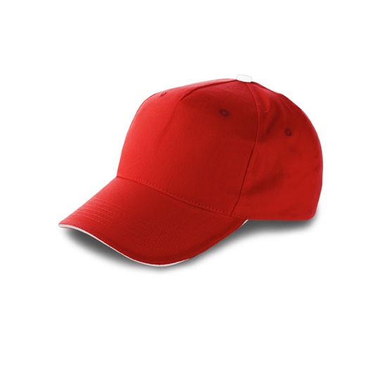 Czapka 5-panelowa Bawelniana C9114 - Red & White