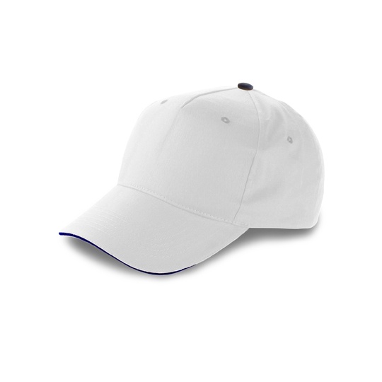 Czapka 5-panelowa Bawelniana C9114 - White & Navy