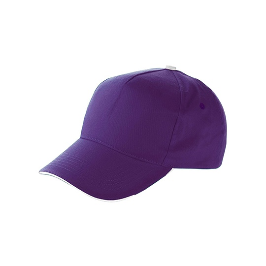 Czapka 5-panelowa Bawelniana C9114 - Purple & White