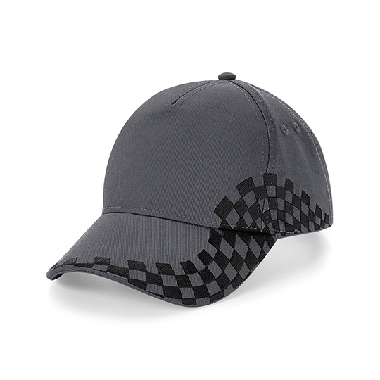 Czapka 5 Paneli Bawelniana Haftowana w Kratke CB159 - Graphite Grey
