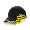 Czapka 5 Paneli Bawelniana Haftowana w Kratke CB159 - Black & Yellow
