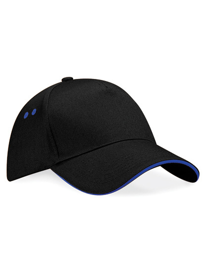 Czapka 5-panelowa Bawelniana CB15C - Black & Bright Royal