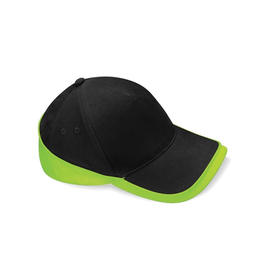 Czapka Pieciopanelowa Bawelniana Twill CB171 - Black & Lime Green