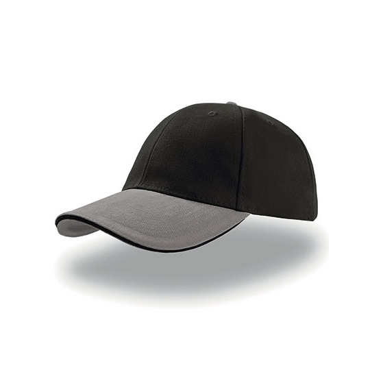 Czapka 6-panelowa Bawełniana AT610 - Black & Grey & Black