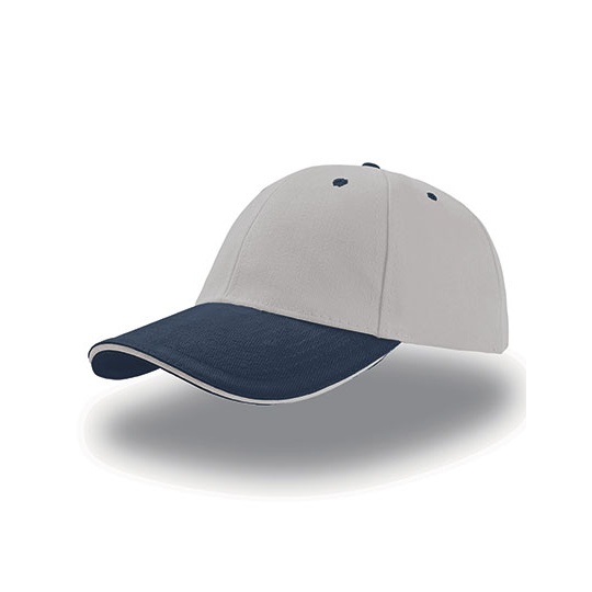 Czapka 6-panelowa Bawelniana AT610 - Grey & Navy & Grey