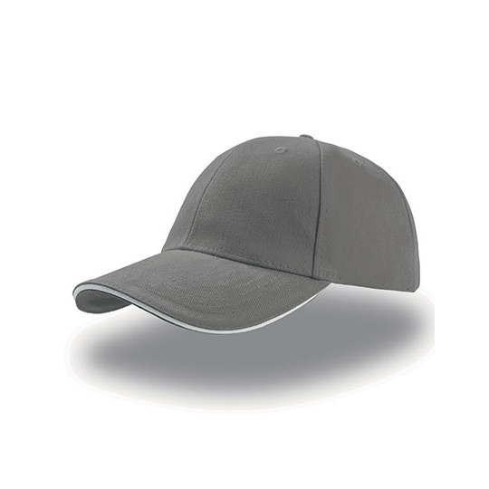 Czapka 6-panelowa Bawelniana AT610 - Grey & White