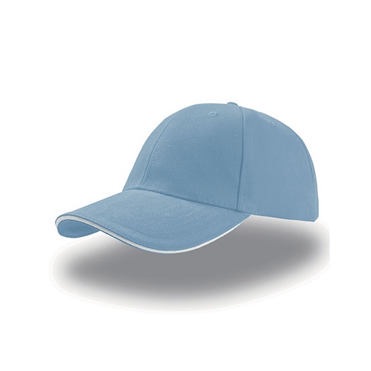 Czapka 6-panelowa Bawelniana AT610 - Light Blue & White