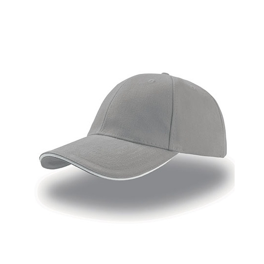 Czapka 6-panelowa Bawelniana AT610 - Light Grey & White