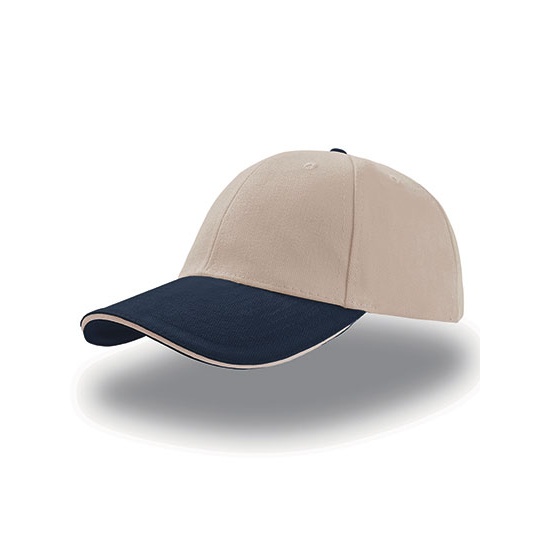 Czapka 6-panelowa Bawelniana AT610 - Natural & Navy & Natural