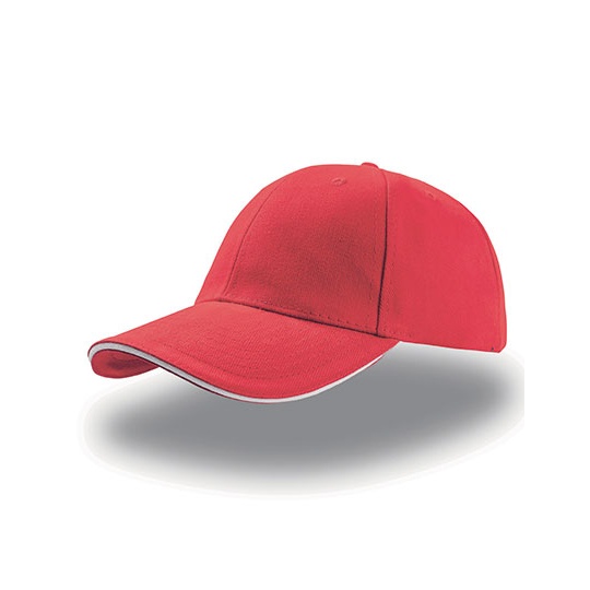Czapka 6-panelowa Bawelniana AT610 - Red & White