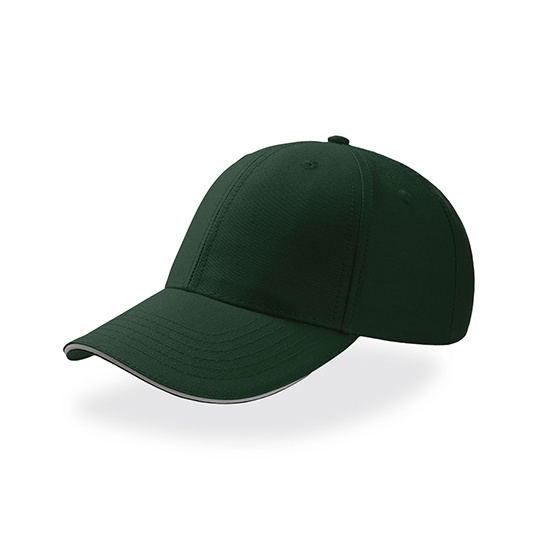 Czapka 6 panelowa Bawelniana AT612 - Bottle Green & White