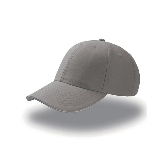 Czapka 6 panelowa Bawelniana AT612 - Grey & White