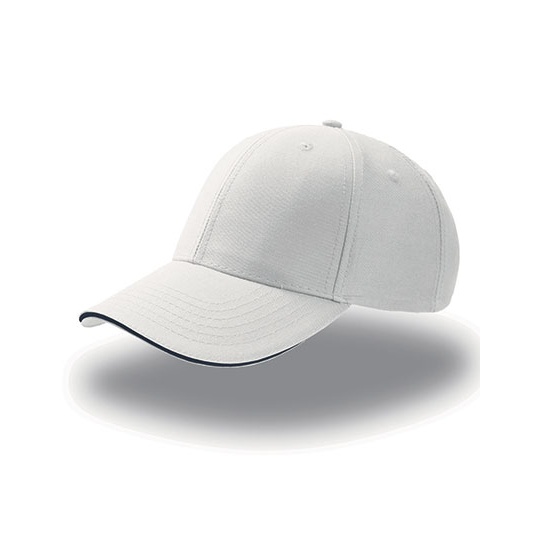 Czapka 6 panelowa Bawelniana AT612 - White & Navy