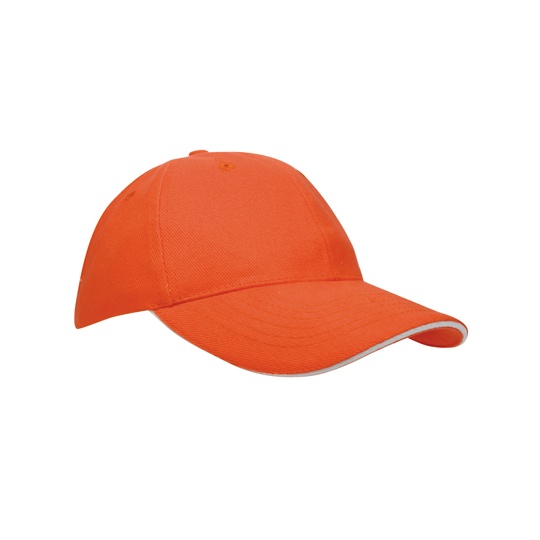 Czapka 6-panelowa Czesana Bawelna C1926 - Orange & White