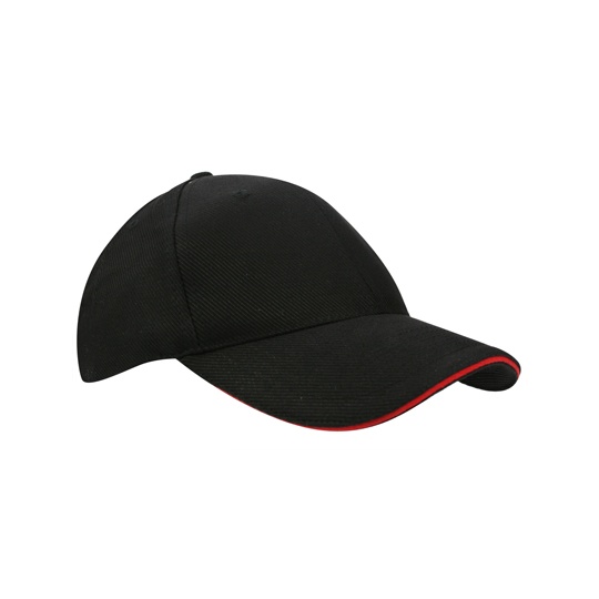 Czapka 6-panelowa Bawelniana C683 - Black & Red