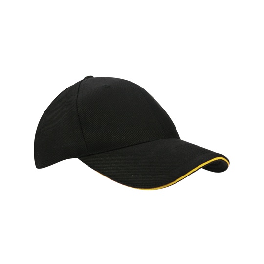 Czapka 6-panelowa Bawelniana C683 - Black & Yellow