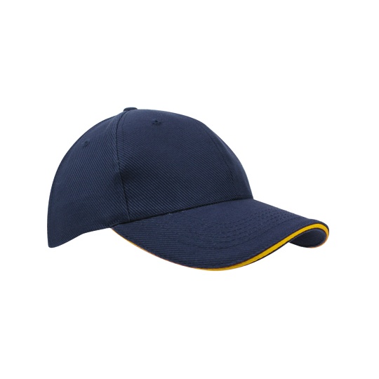 Czapka 6-panelowa Bawełniana C683 - Navy & Yellow