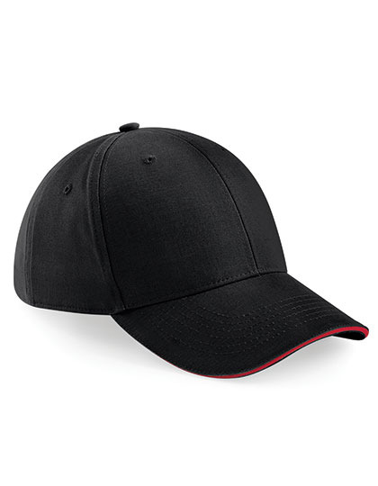 Czapka 6 panelowa Bawełniana Daszek Sandwich CB20 - Black & Classic Red